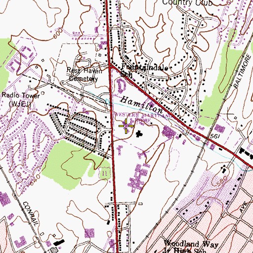 Topographic Map of Western Maryland Hospital Center, MD