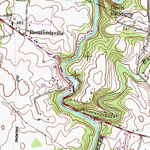 Topographic Map of Devils Backbone County Park, MD