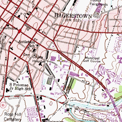 Topographic Map of Hamilton Run Shopping Center, MD