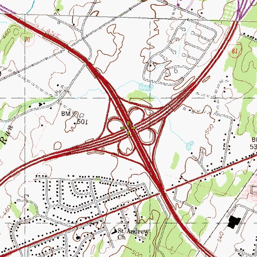 Topographic Map of Interchange 26, MD