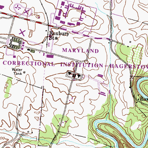 Topographic Map of Roxbury Correctional Institute, MD