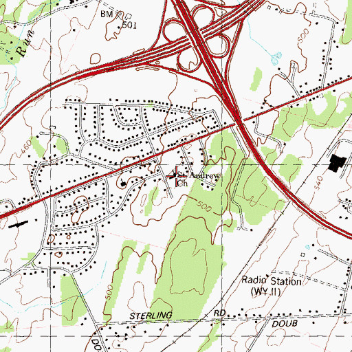 Topographic Map of Saint Andrew Church, MD