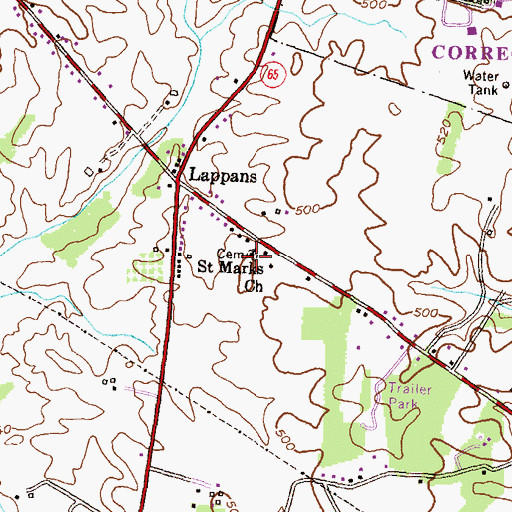 Topographic Map of Saint Marks Cemetery, MD