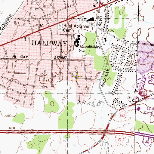 Topographic Map of Woodmoor, MD
