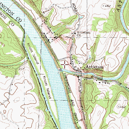 Topographic Map of Antietam Creek Campground, MD
