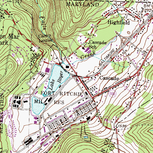 Topographic Map of Buena Vista Spring Station (historical), MD