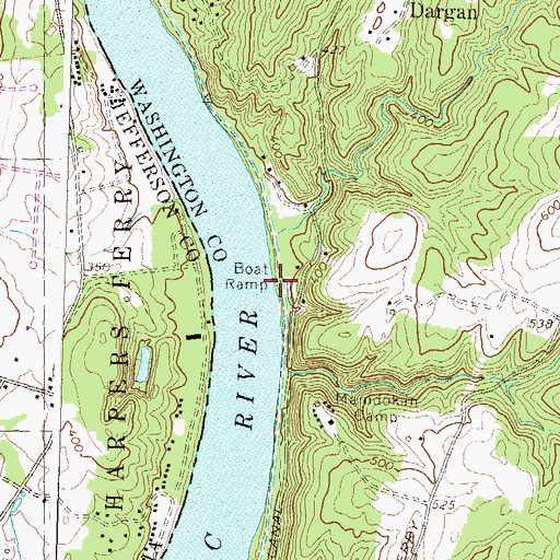 Topographic Map of Dargan Bend Picnic Area, MD