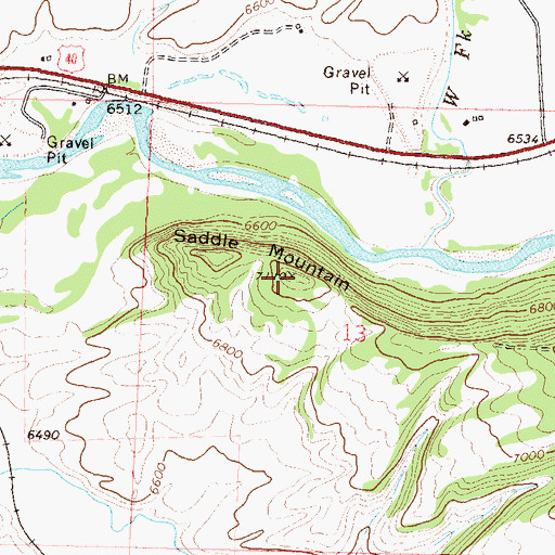 Topographic Map of Saddle Mountain, CO