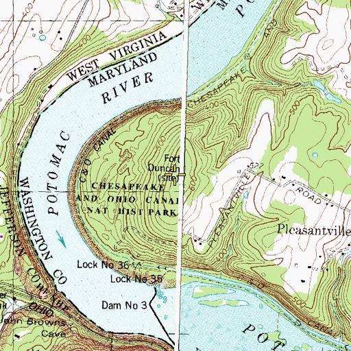 Topographic Map of Fort Duncan (historical), MD