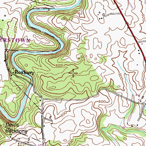 Topographic Map of Roxbury Hill, MD