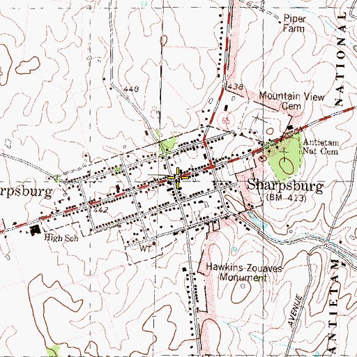 Topographic Map of Sharpsburg Town Hall, MD