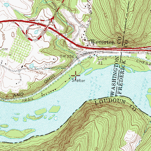 Topographic Map of Weverton Camp (historical), MD