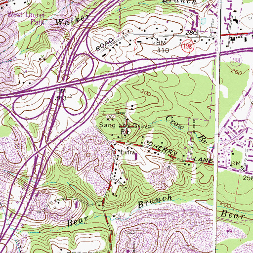Topographic Map of Cherrywood, MD