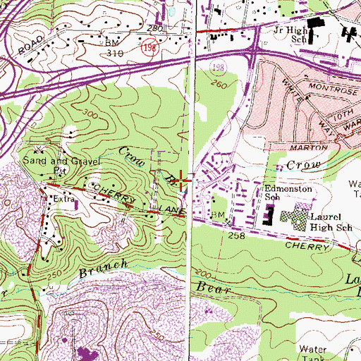 Topographic Map of Laurel Oaks, MD