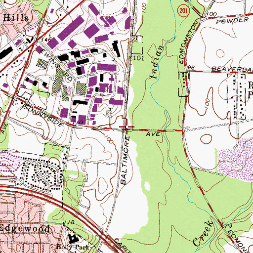 Topographic Map of Sunnyside, MD