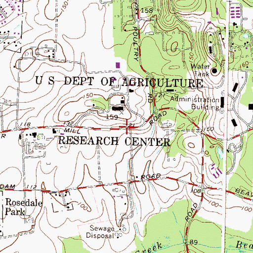 Topographic Map of United States Department of Agriculture Research Center, MD