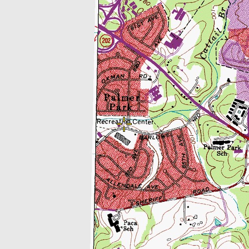 Topographic Map of Barlowe Road Park, MD