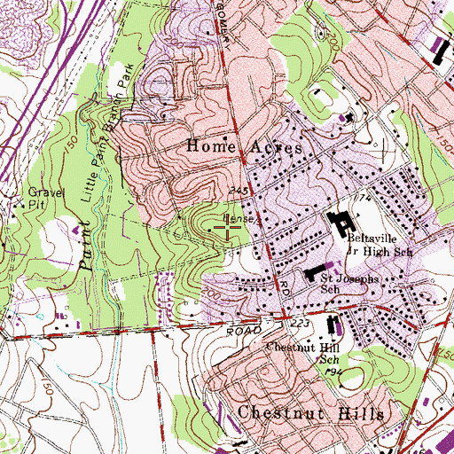 Topographic Map of Eleven Cedars, MD