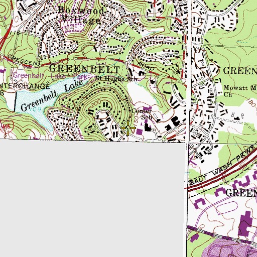 Topographic Map of Greenbelt Branch Prince George's County Memorial Library, MD
