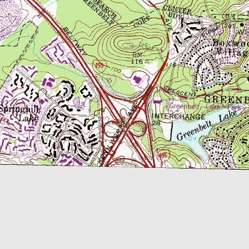 Topographic Map of Interchange 23, MD