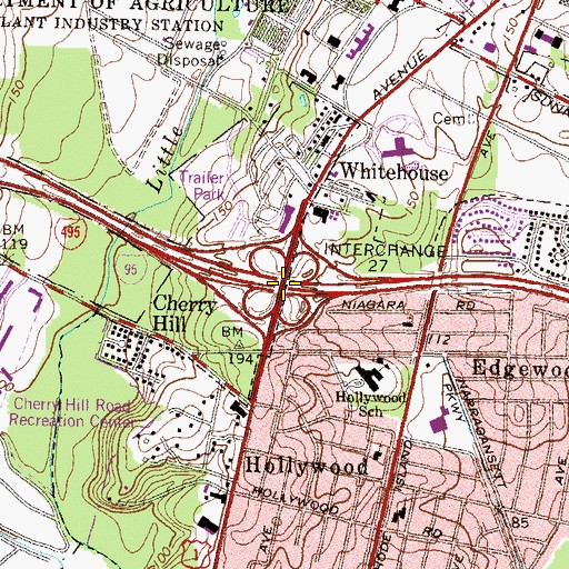 Topographic Map of Interchange 25, MD