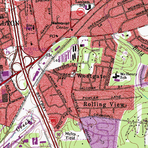 Topographic Map of Lanham Cemetery, MD