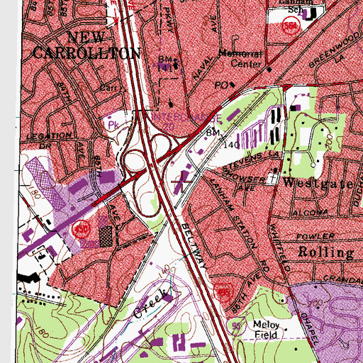Topographic Map of Lanham Shopping Center, MD