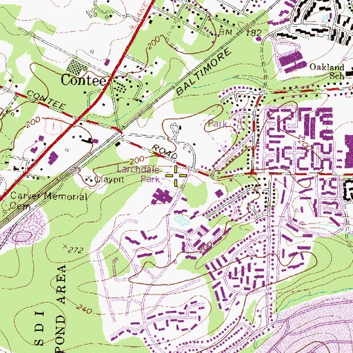 Topographic Map of Larchdale Park, MD