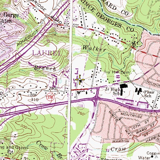 Topographic Map of Laurel Presbyterian Church, MD