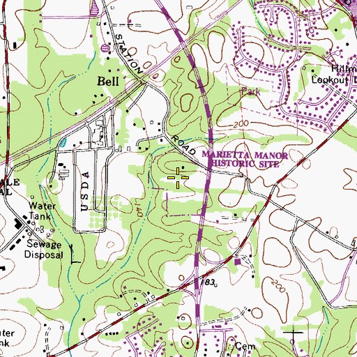 Topographic Map of Marietta Manor Historic Site, MD