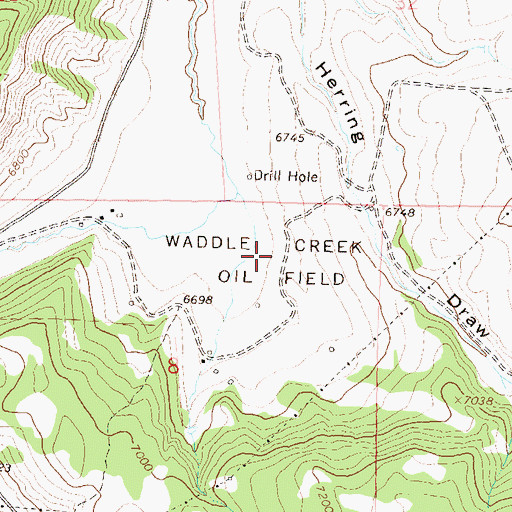 Topographic Map of Waddle Creek Oil Field, CO