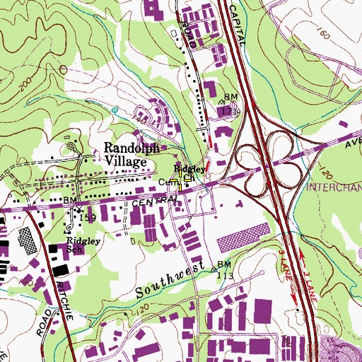 Topographic Map of Ridgley-Zion Cemetery, MD