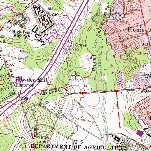Topographic Map of Sellman Estates, MD