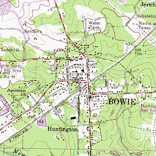 Topographic Map of West Bowie Post Office, MD