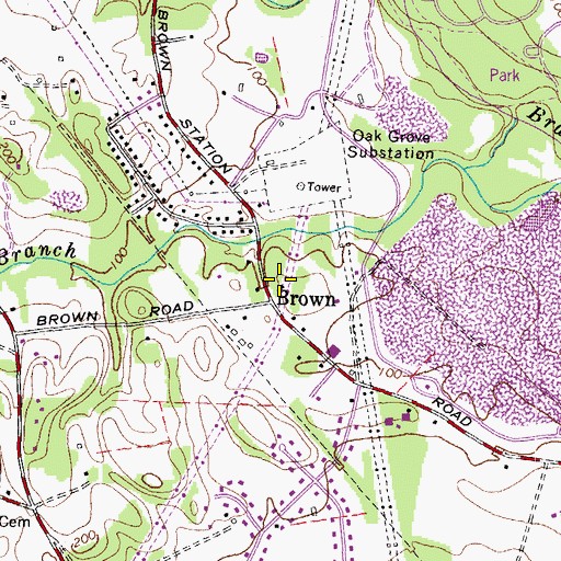 Topographic Map of Brown School (historical), MD