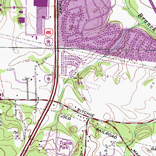 Topographic Map of Greenwood Manor Community Park, MD