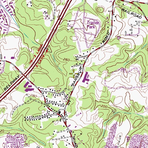 Topographic Map of Little Washington Neighborhood Park, MD