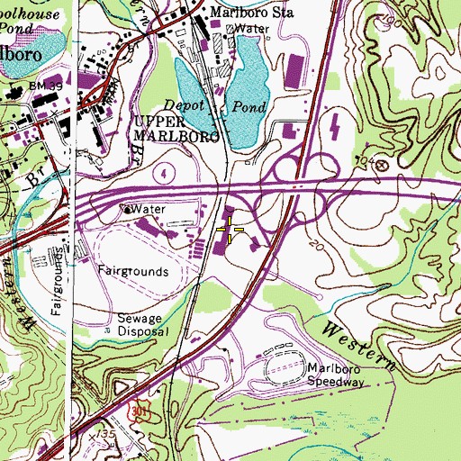 Topographic Map of Marlboro Square Shopping Center, MD