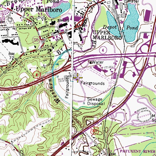 Topographic Map of Prince George's County Equestrian Center, MD