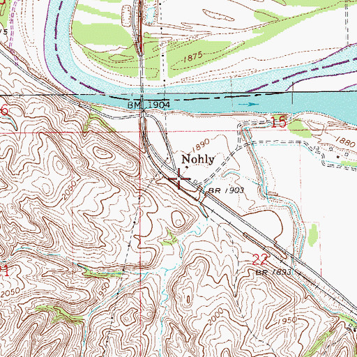 Topographic Map of Nohly Post Office (historical), MT