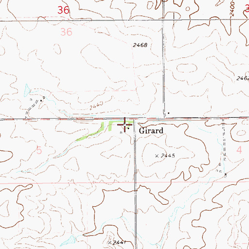 Topographic Map of Girard Post Office (historical), MT