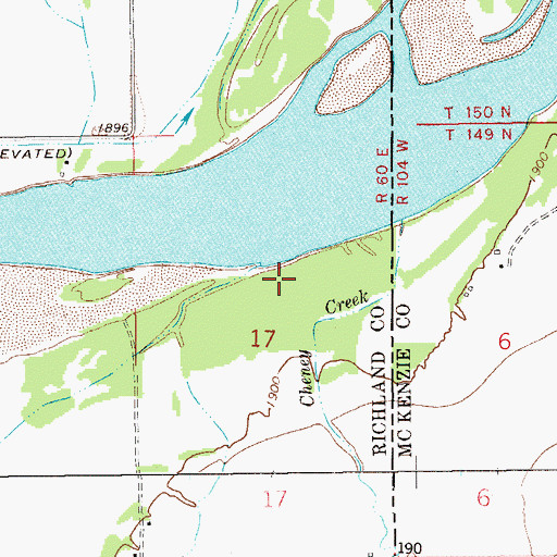 Topographic Map of Cheney (historical), MT