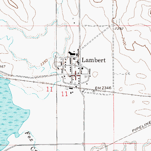 Topographic Map of Lambert Rural Fire District, MT