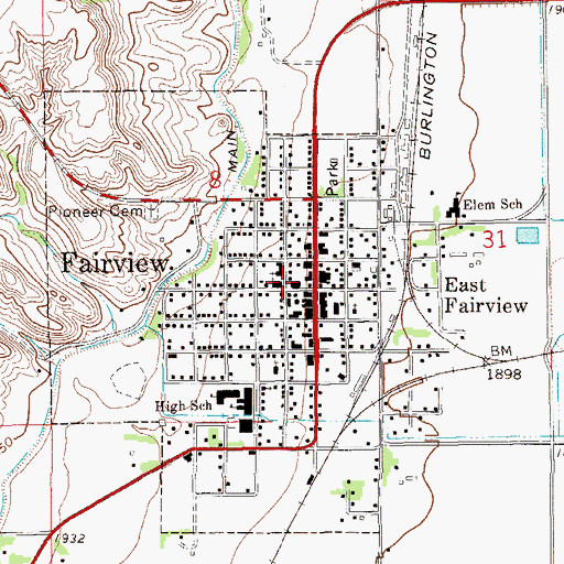 Topographic Map of Fairview Police Department, MT
