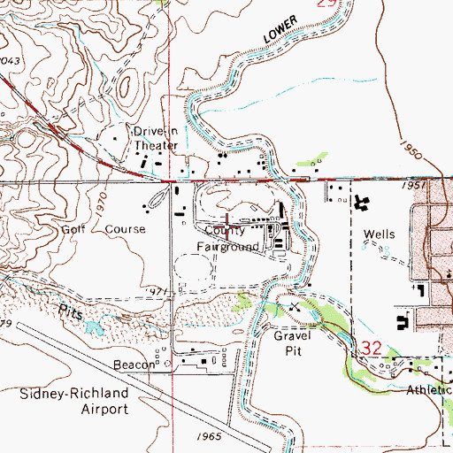 Topographic Map of Richland County Fairgrounds, MT