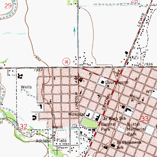 Topographic Map of Pella Lutheran Church, MT