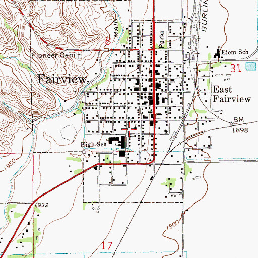 Topographic Map of Fairview Alliance Church, MT