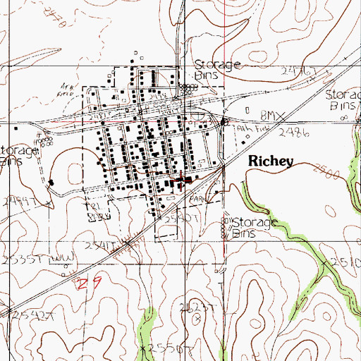 Topographic Map of Farmers Elevator, MT