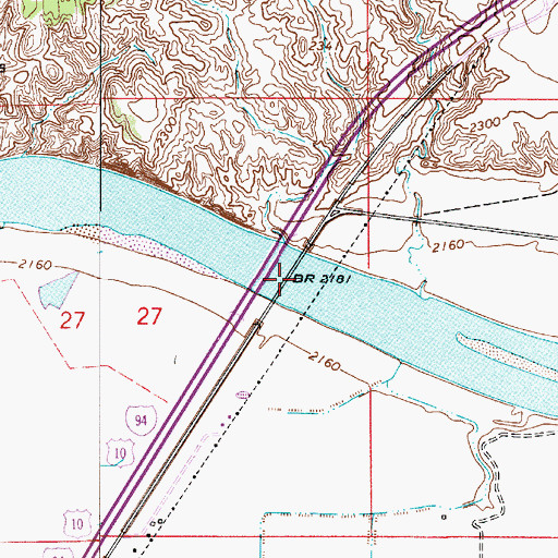 Topographic Map of Yellowstone River Bridge, MT