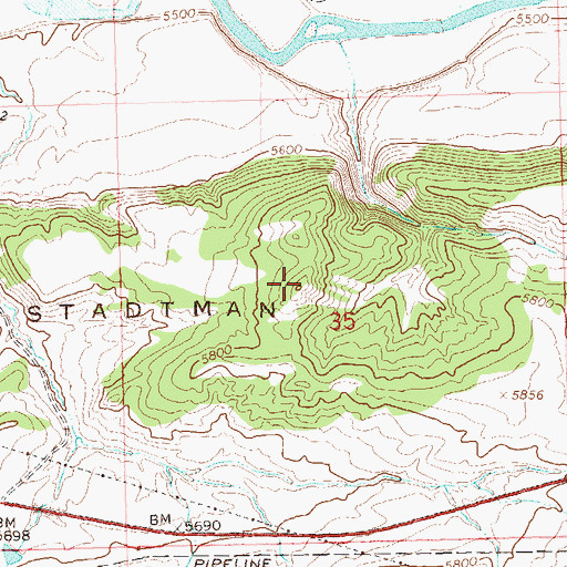 Topographic Map of Stadtman Mesa, CO
